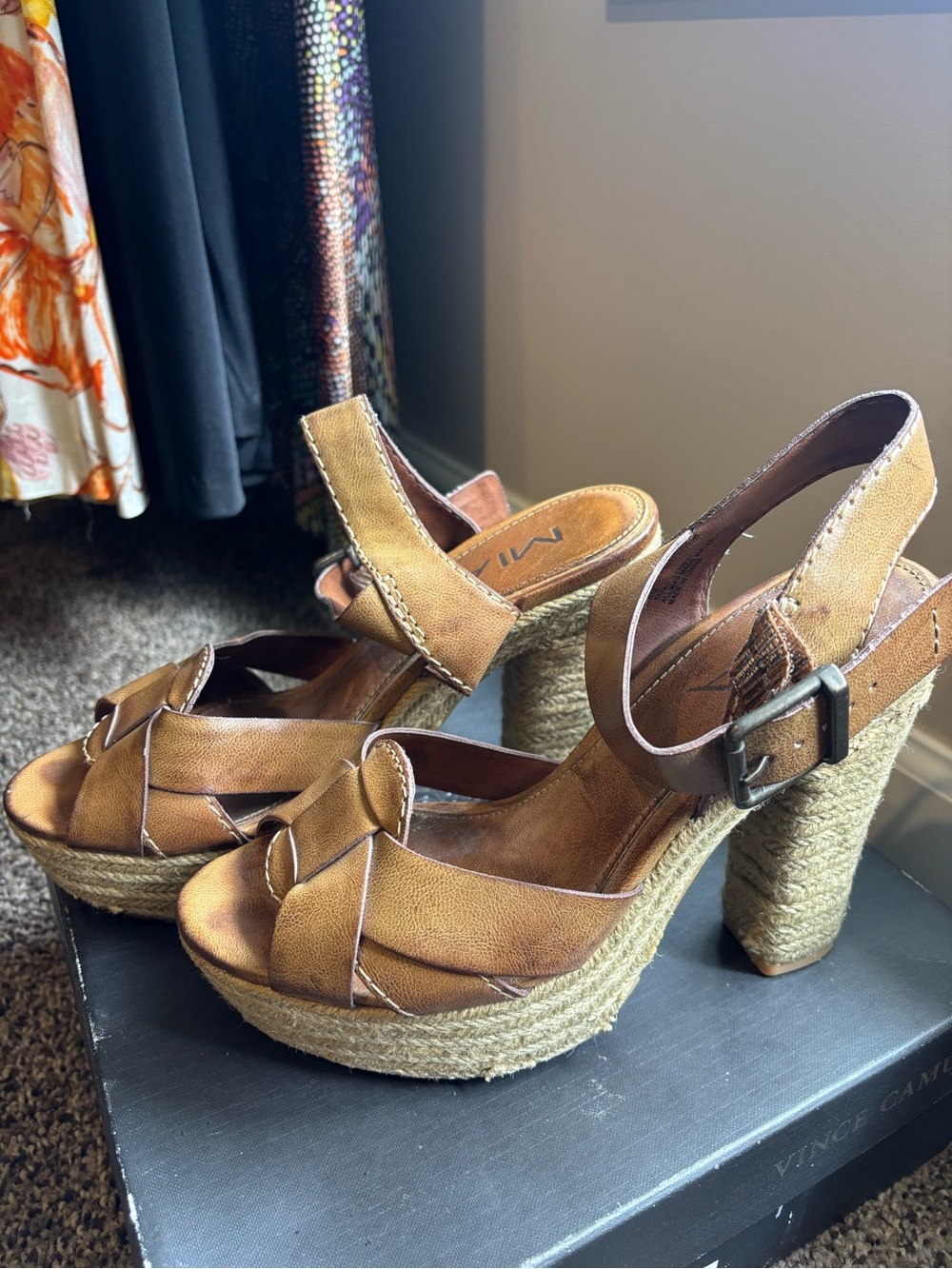 MIA Platform Espadrille Heeled Sandals in Brown/Tan